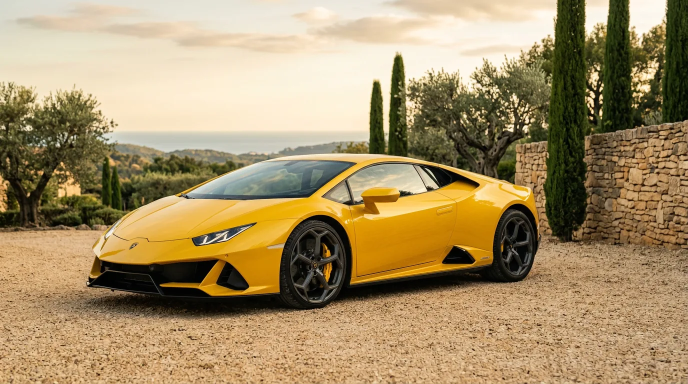Lamborghini Huracán EVO jaune Giallo, sud de la France, leasing